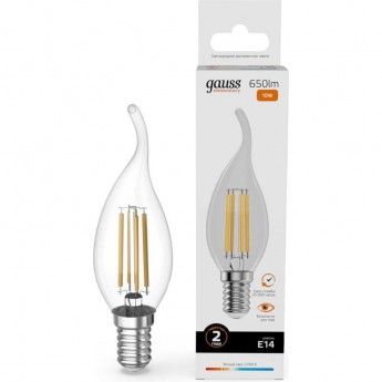 Лампа GAUSS FILAMENT ELEMENTARY Свеча на ветру 10W 650lm 2700К Е14 LED 1/10/100